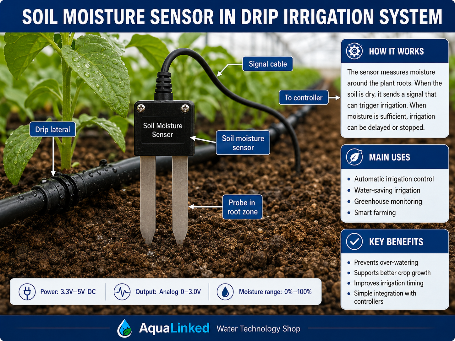 Soil Moisture Sensor for Drip Irrigation System