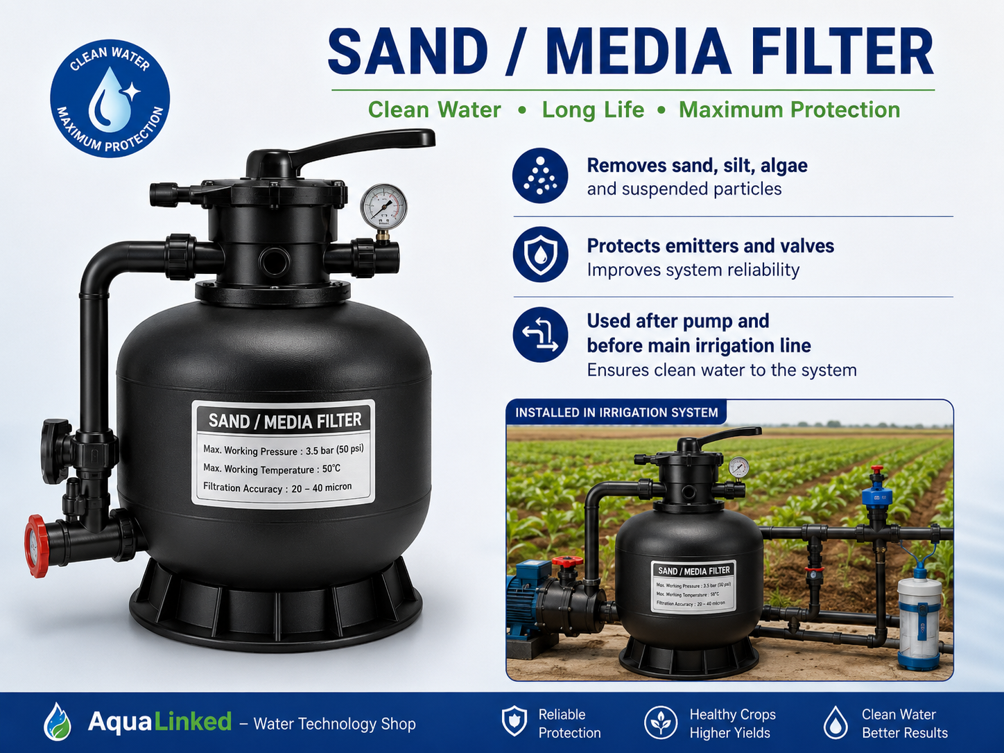 Sand / Media Filter — Clean Water Protection for Drip Irrigation
