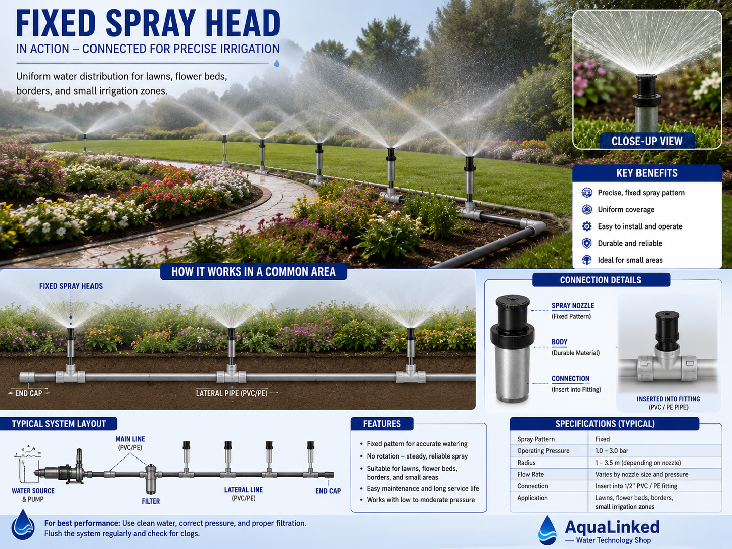 Fixed Spray Head for Small-Area Irrigation
