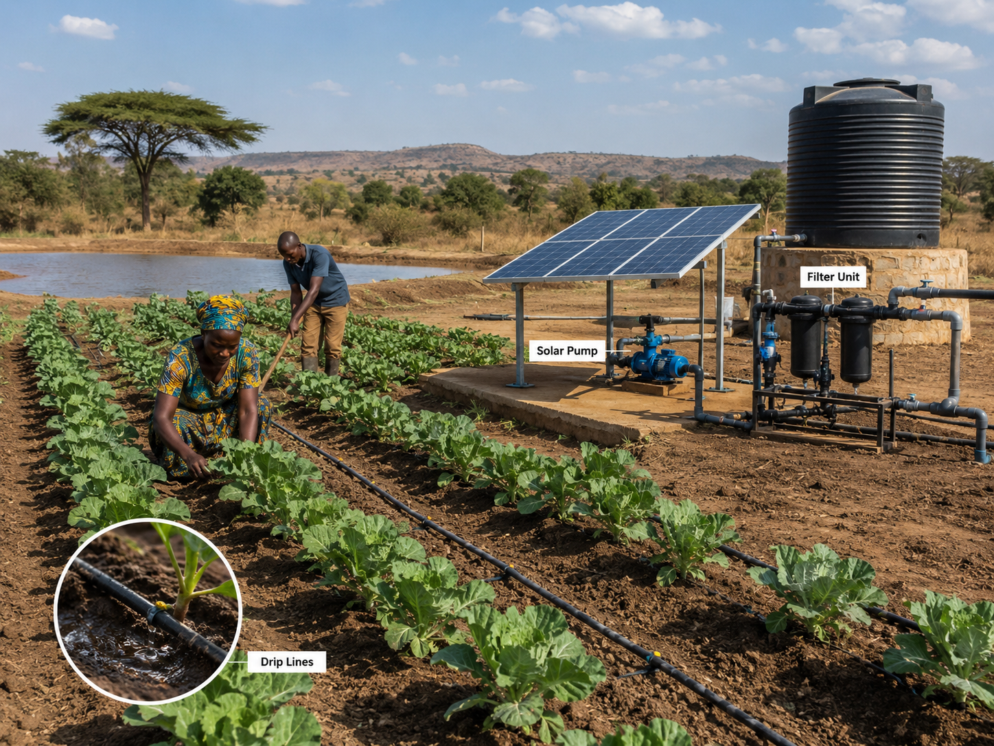 Solar-Powered Drip Irrigation in the Field