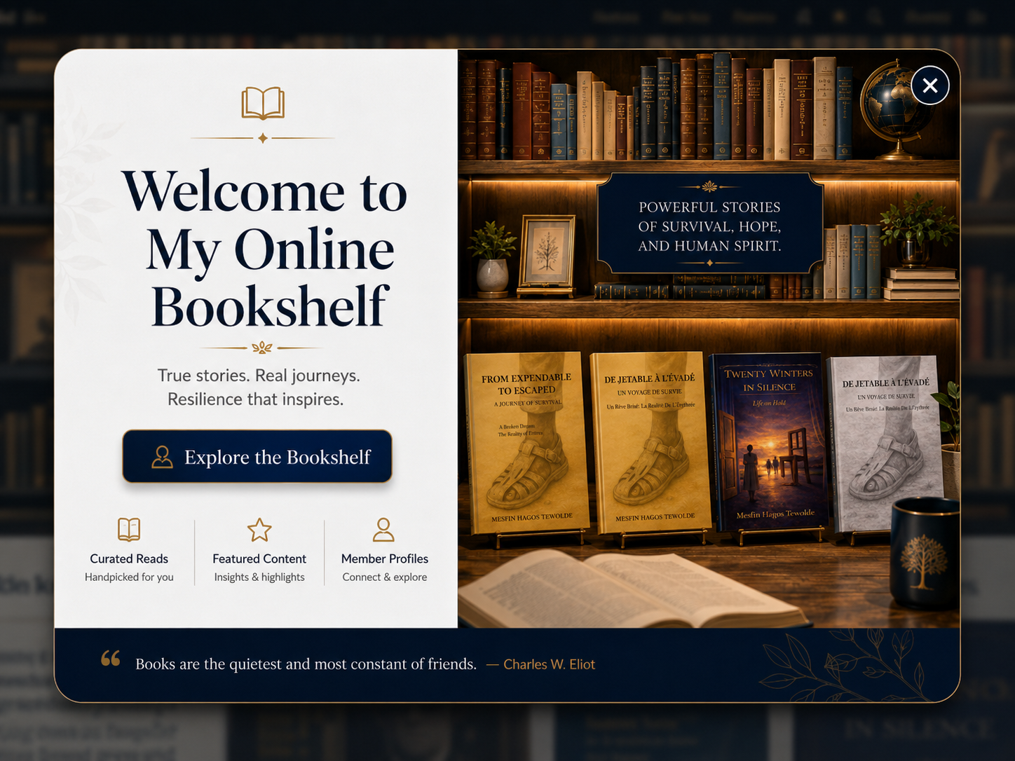 Welcome to My Online Bookshelf by Mesfin Hagos Tewolde
